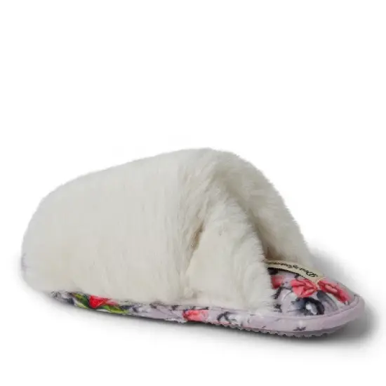 Dearfoams Women's Louise Furry Cross Band Slide Slippers Set with Sleep Eye Mask image {4}