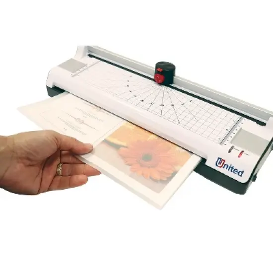 United LT13 Thermal & Cold Laminator with Paper Trimmer and Corner Rounder 13" Width Black/White image {3}