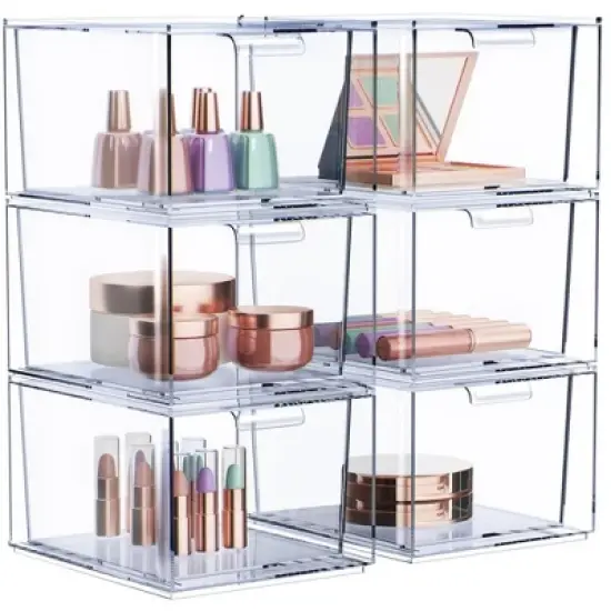 Sorbus Clear Stackable Acrylic Drawer Makeup Organizer - for Vanity, Bathroom, Under Sink, Cabinets, Jewelry, and More image {10}