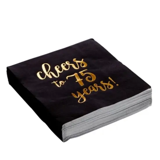 Sparkle and Bash 50 Pack 75 Birthday Party Cocktail Napkins, Cheers to 75 Years (5 x 5 In) image {4}