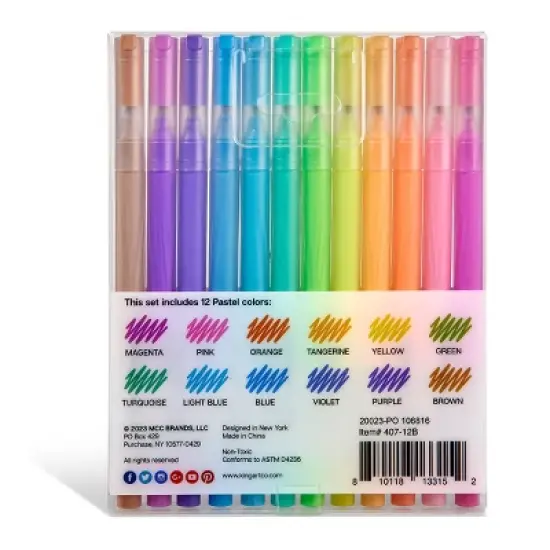 KINGART Gel Pens 12 Pastel Colors image {8}