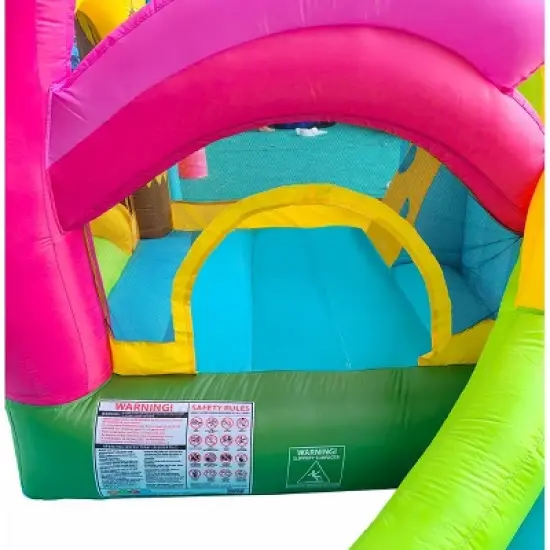 Pogo Bounce House Backyard Kids Home Water Park Inflatable Water Slide Flamingo with Splash Pool image {5}