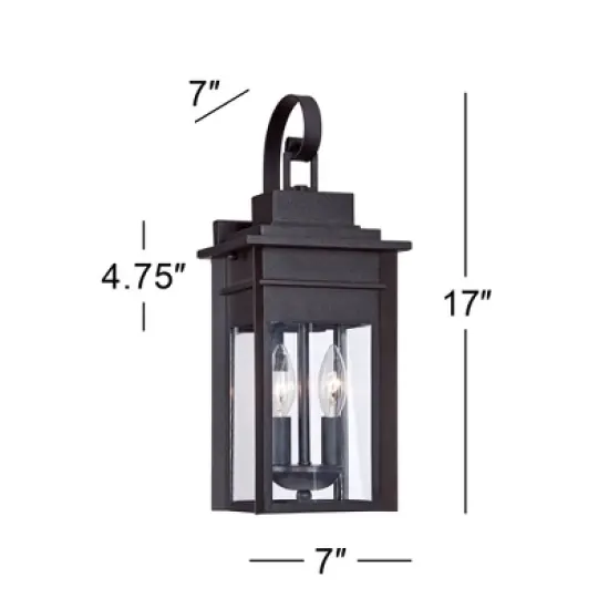 Franklin Iron Works Bransford Mission Outdoor Wall Light Fixture Black Specked Gray 17" Clear Glass Panels for Post Exterior Barn Deck House Porch image {3}