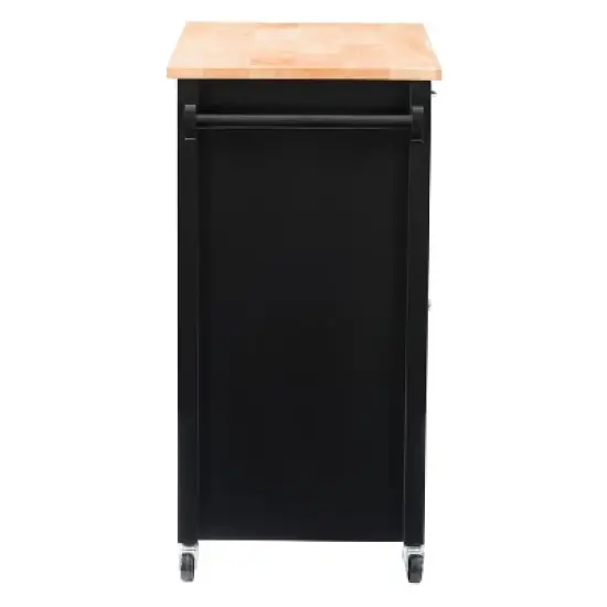 Sage Wood Kitchen Cart with Cupboard Black - CorLiving image {3}