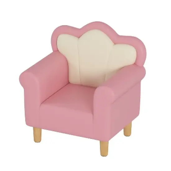 Polyester Kids Sofa, Princess Armchair for Children, Petal Shape Toddler Sofa Chair for Playroom, Children's Bedroom, Pink+White image {4}