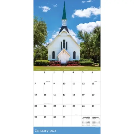 TF Publishing 2024 Wall Calendar 12"x12" Churches image {1}