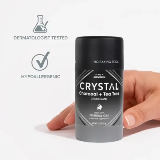 Crystal Magnesium Enriched Deodorant - Charcoal + Tea Tree - 2.5oz image {4}