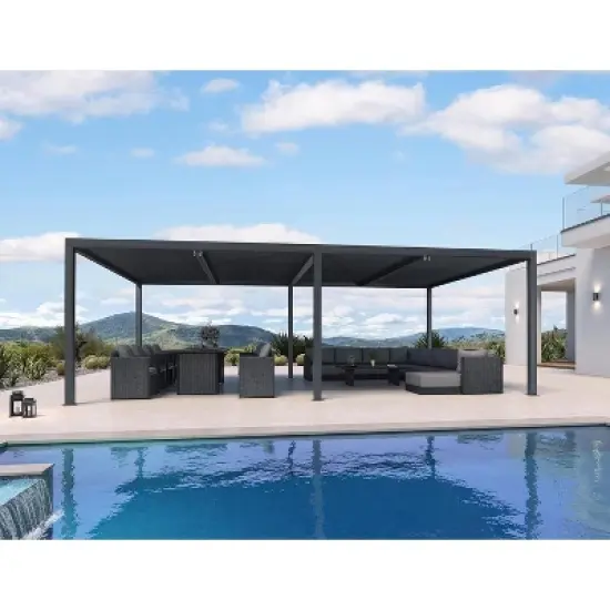 PURPLE LEAF Louvered Pergola Outdoor Aluminum Pergola with Adjustable Roof for Deck Backyard Garden Grey Hardtop Gazebo image {16}