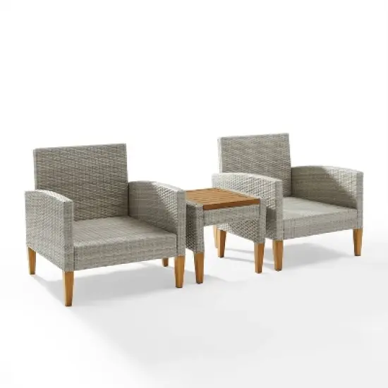 Capella 3pc Outdoor Wicker Chair Set - Gray - Crosley image {2}