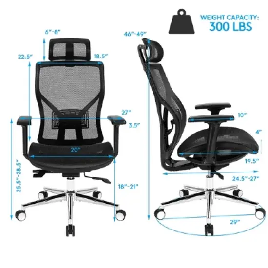 Costway Ergonomic Office Chair High-Back Mesh Chair w/Adjustable Lumbar Support image {4}