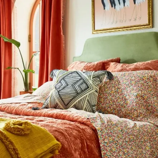 Square Embellished Geometric Decorative Throw Pillow Off-White/Black - Opalhouse&trade; designed with Jungalow&trade; image {1}