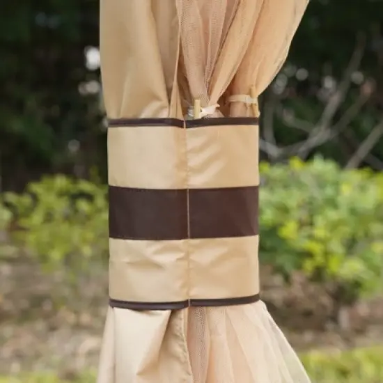 Outsunny 10.5' x 12' Outdoor Gazebo with Mesh Netting Sidewalls for Shade and Rain, Patio Gazebo Canopy with 2-Tier Soft Top Roof and Steel Frame image {5}