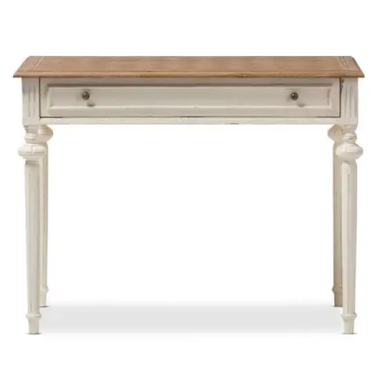 Marquetterie French Provincial Weathered Oak Wash Writing Desk White - Baxton Studio image {1}