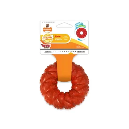 Nylabone Strong Chew Braided Ring Dog Toy Beef Flavor Wolf image {1}