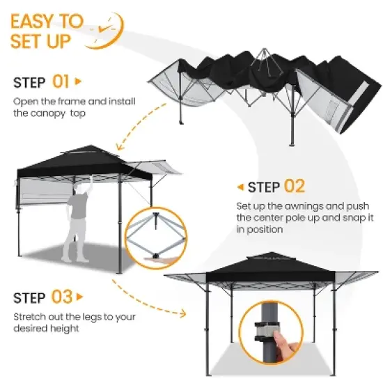 Yaheetech 10x17ft Pop-up Gazebo Canopy with Double Awnings image {5}