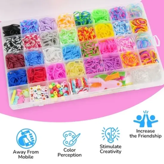 LotFancy 32 Colors Rubber Band Bracelet Kit, Loom Bracelet Making Refill Kit for Adults Ages 12+ image {6}