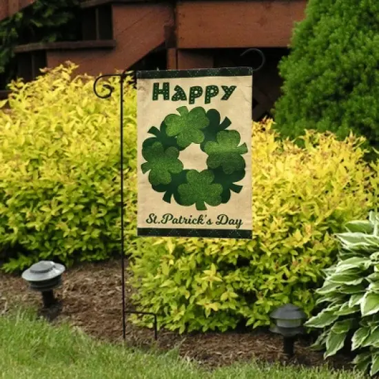 Briarwood Lane Happy St. Patrick's Day Wreath Burlap Garden Flag 18" x 12.5" image {3}