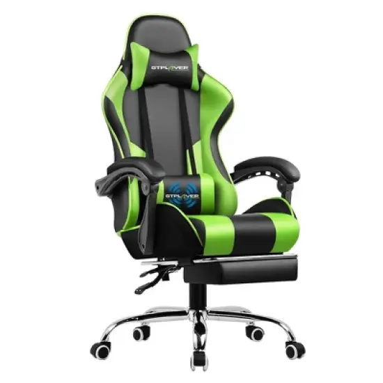 Gaming Chair with Footrest and Ergonomic Lumbar Massage Pillow PU Leather Office Chair - GTRACING image {8}