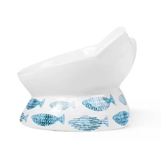 Park Life Designs 2c Oscar Tilt Fish Cat Bowl - White image {1}
