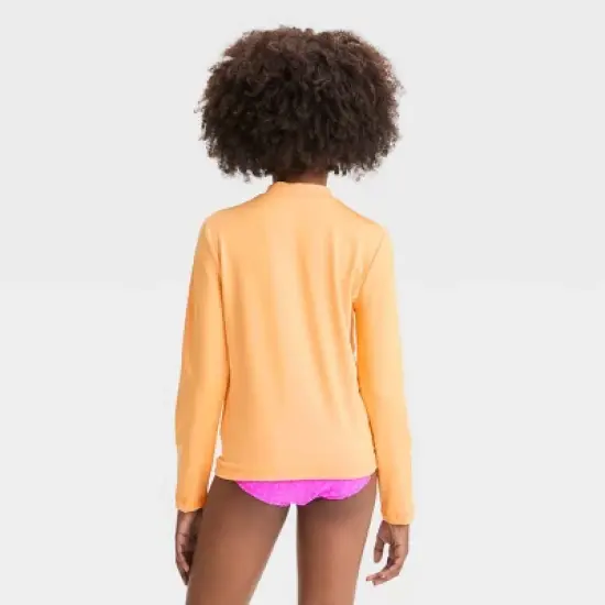 Girls' Sun Long Sleeve Rash Guard Top - Cat & Jack&trade; Orange image {2}