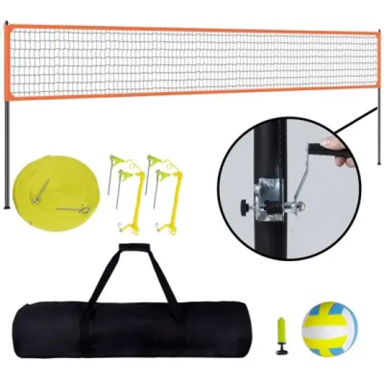 VEVOR Outdoor Portable Volleyball Net System, Adjustable Height Aluminum Poles, Professional Volleyball Set with PVC Volleyball, Pump, Carrying Bag image {8}