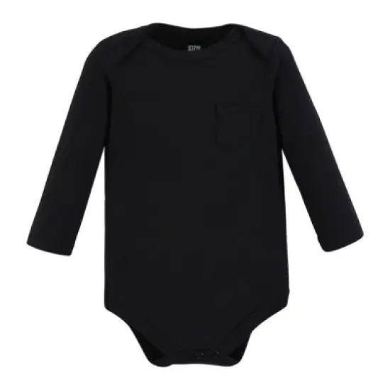 Hudson Baby Infant Boy Cotton Long-Sleeve Bodysuits, Baby Bear Gray Black 5-Pack image {6}