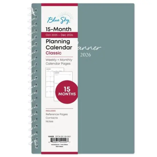 Blue Sky Weekly/Monthly Planning Calendar 5"x8" Alpine Green image {2}