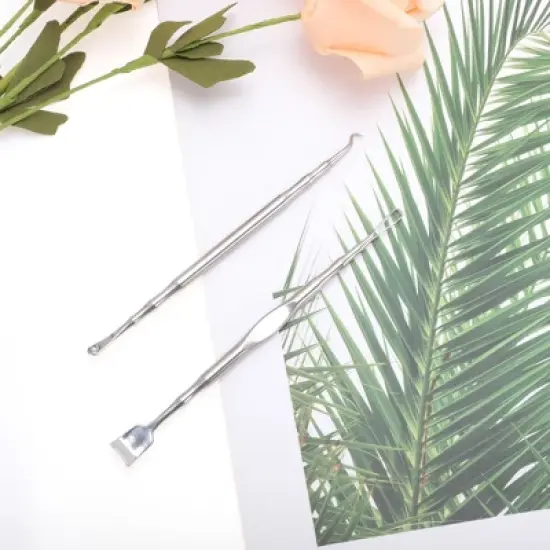 Unique Bargains Hook Tip Pimple Extractor 5.11" Silver Tone 1 Set image {5}