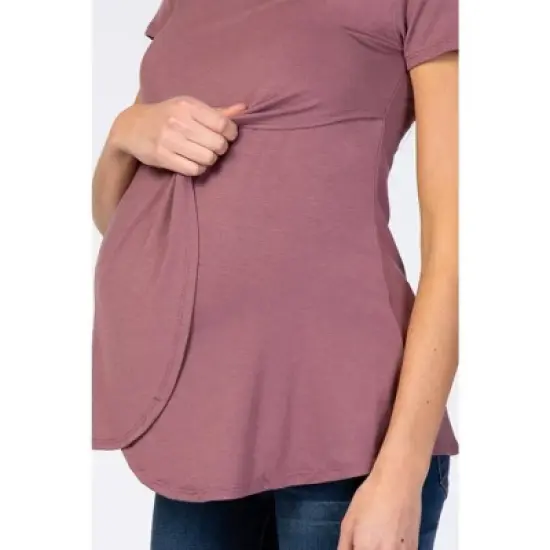 PinkBlush Mauve Layered Wrap Front Maternity Nursing Top image {4}