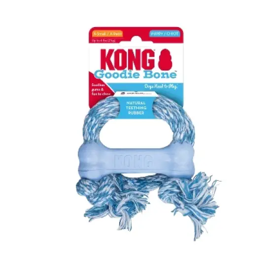 KONG Goodie Bone with Rope Puppy Toy - Blue - XS image {2}