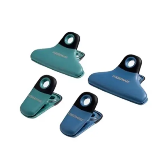 Farberware Pro 4-Piece Bag Clip Set (Blue & Green) - Durable Magnetic Clips for Kitchen Essentials, Pantry Accessories image {6}