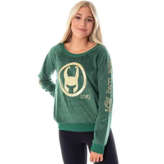 Marvel Comics Women's Loki Helmet Fleecy Long Sleeve Pajama Sleep Shirt Top Loki Helmet image {4}