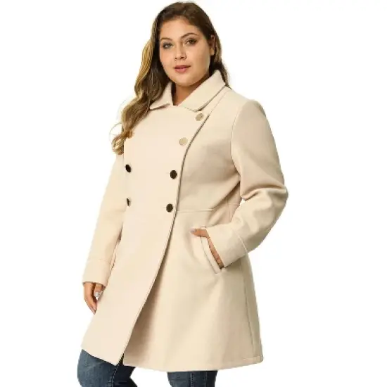 Agnes Orinda Women's Plus Size Winter Fashion Outerwear Double Breasted Warm Overcoats image {9}