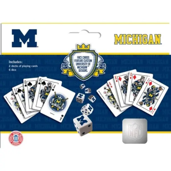 MasterPieces Officially Licensed NCAA Michigan Wolverines 2-Pack Playing cards & Dice set for Adults image {3}