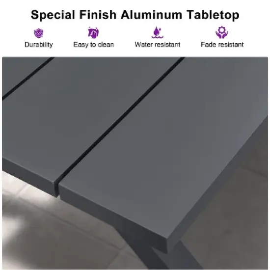 PURPLE LEAF Outdoor Dining Set Patio Aluminium Table and Rope Weave Chairs Included Cushions for Backyard Decor Kitchen image {3}