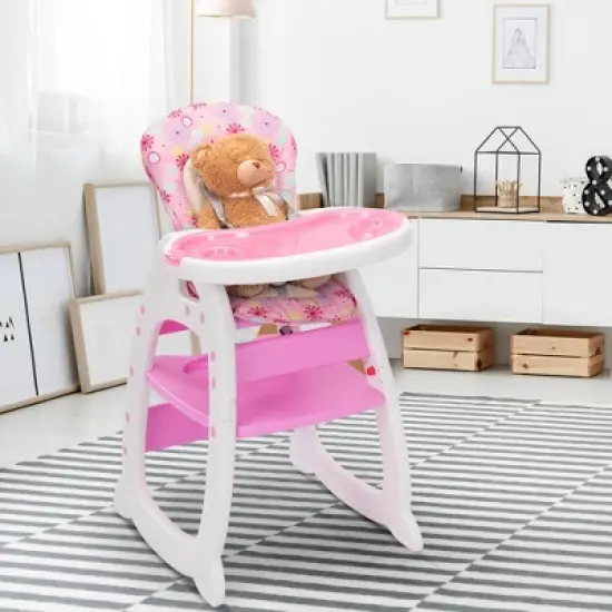 TopComfy Infant Seat Adjustable Highchair for Baby Toddler Dinning Table with Feeding Tray, Suitable for Dining Room, Pink, 25"*16.75"*41.5" image {2}