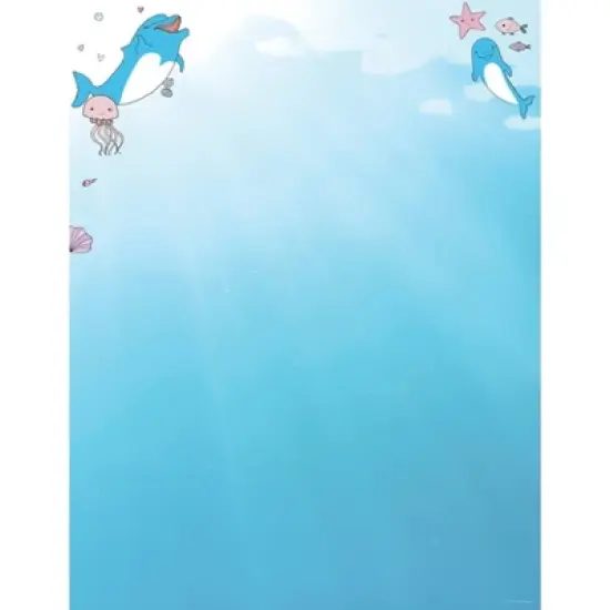 80ct Dolphin Adventure Letterhead Blue: Great Papers! Stationery, 8.5x11 Inch Matte Paper, Unbound, All Occasions, 80 Sheets image {3}