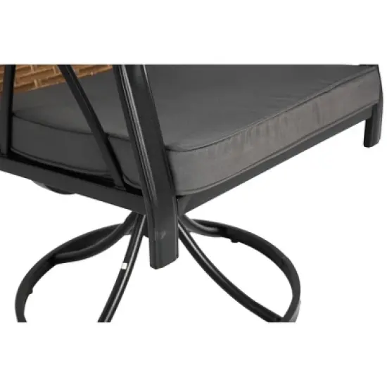 7-Piece Outdoor Patio Steel Dining Set with 59" Rectangular Table, 2 Swivel Rocker & 4 Armchairs, and Rattan Backrest image {7}