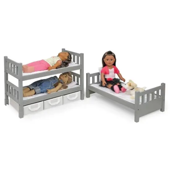 Badger Basket 1-2-3 Convertible Doll Bunk Bed with Baskets and Free Personalization Kit  - Executive Gray image {5}