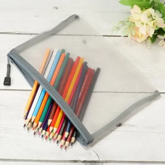 Unique Bargains Nylon Mesh Pencil File Makeup Storage Zipper Bags 6 Pcs image {3}