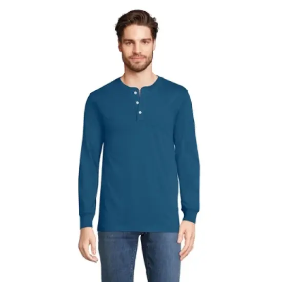 Lands' End Men's Super-T Long Sleeve Henley Shirt image {13}