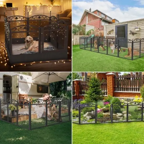 8 Panels Heavy Duty Metal Dog Playpen Pen Pet Whelping Playpen Cage with Waterproof Fertility Mat for Indoor Outdoor Garden Puppy Play Exercise image {9}