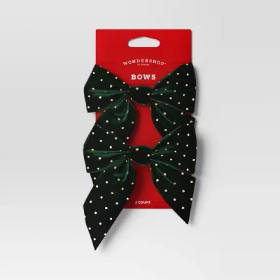 2ct Metallic Polka Dot Christmas Decorative Bow - Wondershop&trade; image {3}