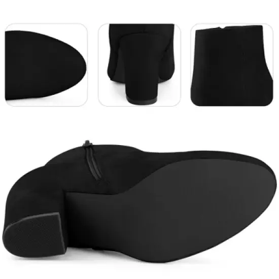 Perphy Women's Round Toe Chunky High Heels Ankle Boots image {2}