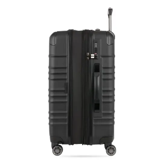 SWISSGEAR Cascade Hardside Medium Checked Spinner Suitcase - Black: 8-Wheel 33 lb Capacity image {4}