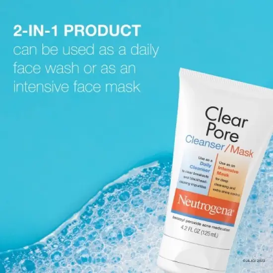 Neutrogena Clear Pore 2 in 1 Facial Cleanser/Face Mask with Kaolin & Bentonite Clay - 4.2 fl oz image {2}