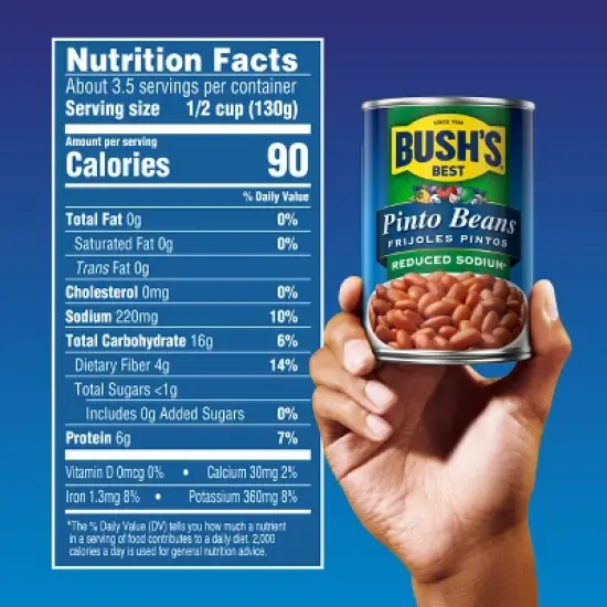 Bush's Reduced Sodium Pinto Beans - 16oz image {1}