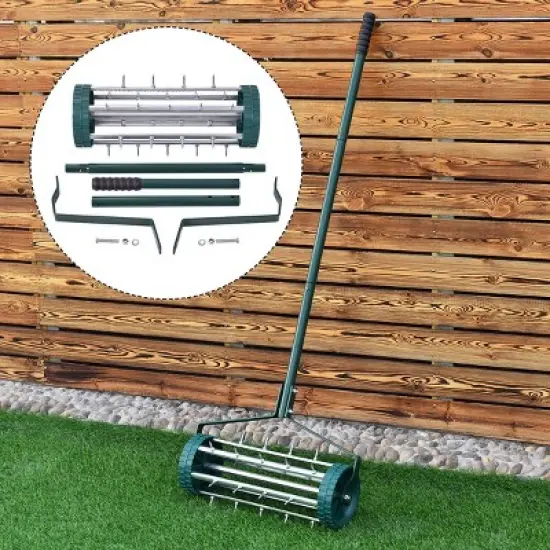 Costway Rolling Garden Lawn Aerator Roller Home Grass Steel Handle image {1}