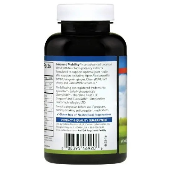 Carlson - Enhanced Mobility, Botanical Joint Support, Boswellia, Tart Cherry, Curcumin, Ginger image {1}
