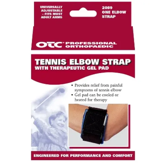 OTC Tennis Elbow Strap, Thrapeutic Gel Pad Insert, Black image {2}